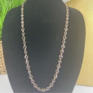 Chico's necklace beautiful purple rhinestone on antique gold long necklace